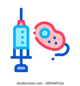 Injection And Bacterium Vector Sign Thin Line Icon. Pathogen Bacteria And Healthy Injection Linear Pictogram. Chemical Microbe Type Infection Microorganism Contour Illustration