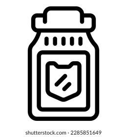 Vector de contorno del icono del frasco de inyección. Animales de mascotas. Salud ósea