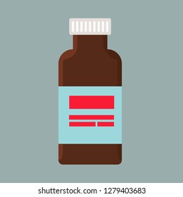 Injection bottle illness care dose vector icon. Antibiotic healthy medicament immunity blue vaccine