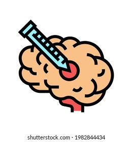 injection in brain color icon vector. injection in brain sign. isolated symbol illustration