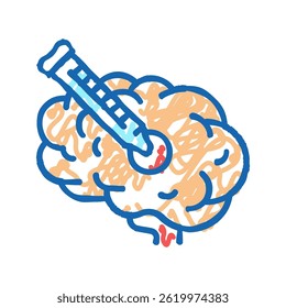 injection in brain doodle icon sketch vector. injection in brain sign. isolated symbol illustration