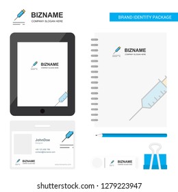 Injection  Business Logo, Tab App, Diary PVC Employee Card and USB Brand Stationary Package Design Vector Template