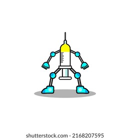 ilustración vectorial de mascota de caracteres de inyección, perfecta para iconos, afiches, anuncios, plantillas, logotipos, mascotas, etc.