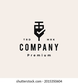 injection check vaccine covid 19 hipster vintage logo vector icon illustration