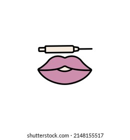 Injection cosmetology, lip injection  icon vector illustration