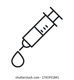 Injection with drop line style icon design of Medical care and covid 19 virus theme Vector illustration