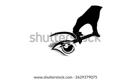 injection in eye, black isolated silhouette