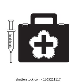 Ilustración vectorial de un icono del kit de primeros auxilios para inyección
