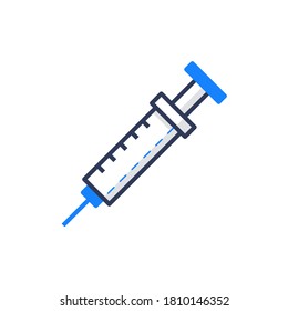 injection, flat blue outline icon 