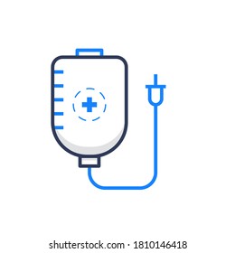 injection, flat blue outline icon 