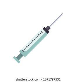 Icono plano de inyección diseño de la clínica de atención médica de urgencia del hospital y tema del paciente Ilustración vectorial