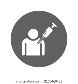 Injection, get vaccinated icon. Gray vector illustration.