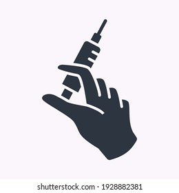 Injection glyph icon. Vector illustration isolated on white.