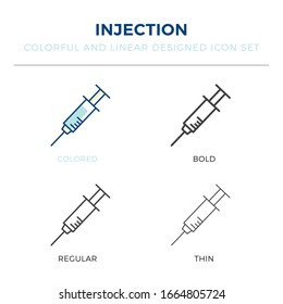 injection icon in different style vector illustration. one colored and black injection vector icons designed in filled, outline, line and stroke style can be used for web, mobile, ui