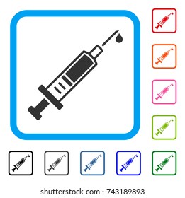 Injection icon. Flat grey pictogram symbol in a light blue rounded square. Black, gray, green, blue, red, orange color variants of Injection vector. Designed for web and application UI.
