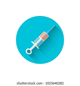 Injection icon, illustrated in a flat style design of vector illustration. Modern icon of medicine. Website and design for mobile applications and other your projects