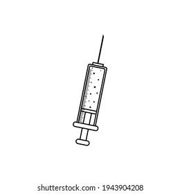 Injection icon line art style. Medical vector illustration