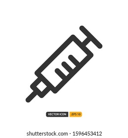 injection icon in line style. Vector logo design template. Modern design icon, symbol, logo and illustration. Vector graphics illustration and editable stroke. Isolated on white background.
