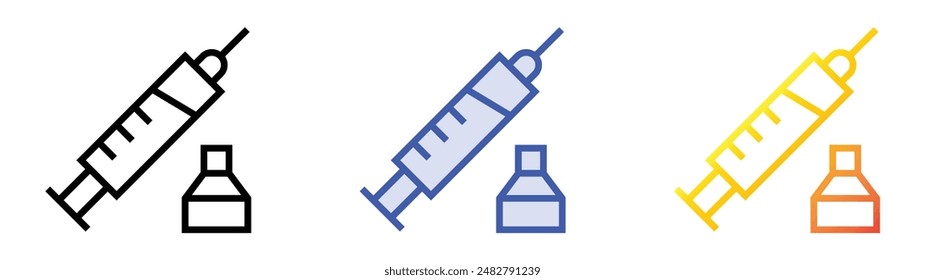 injection icon. Linear, Blue Fill and Gradient Style Design Isolated On White Background