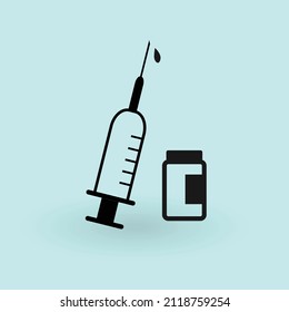 Icono de inyección con aguja y medicación