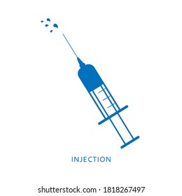 
Icono de inyección sobre un fondo blanco. Jeringa con aguja para la atención de la salud y para la recogida médica. ilustración vectorial, estilo plano