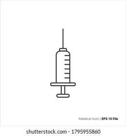 injection icon outline. injection logo vector design. isolated by white background