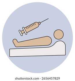 Icono de inyección, inyecciones seguras y efectivas para una mejor salud, soluciones de inyección de confianza para el cuidado de precisión, Vector