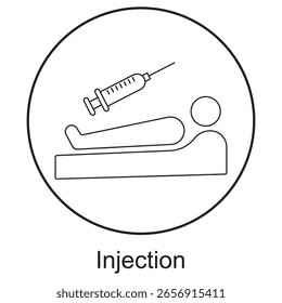 Injection icon, Safe and Effective Injections for Better Health, Precision Care Trusted Injection Solutions, vector