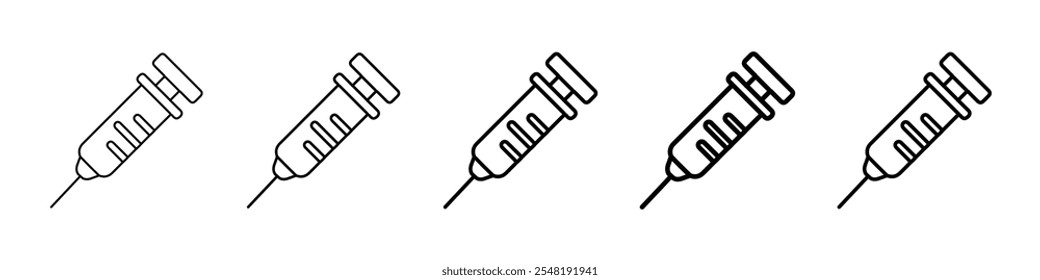 Icono de inyección Conjunto de logotipo de línea delgada simple