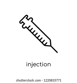 Injection icon. Trendy modern flat linear vector Injection icon on white background from thin line Health and Medical collection, editable outline stroke vector illustration