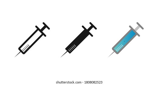 Symbol für Injektionszwecke, Vektorsymbol einzeln auf weißem Hintergrund, Illustration für Grafik und Webdesign. eps10