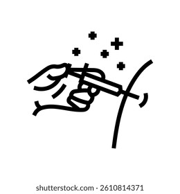 injection into arm immunization line icon vector. injection into arm immunization sign. isolated contour symbol black illustration
