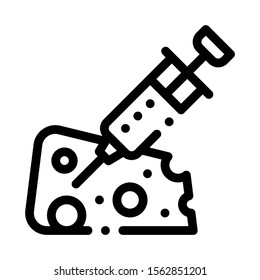 Injection into Cheese Icon Vector. Outline Injection into Cheese Sign. Isolated Contour Symbol Illustration