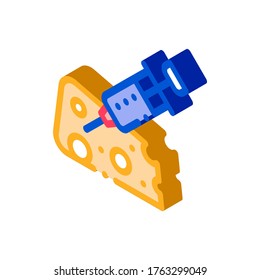 Injection into Cheese Icon Vector. Isometric Injection into Cheese sign. color isolated symbol illustration