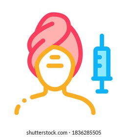 injection into problem areas of face icon vector. injection into problem areas of face sign. color contour symbol illustration