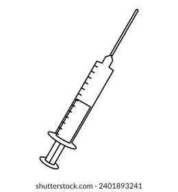 Injection line art. Vector illustration with healthcare theme and line art vector style. Editable vector element.