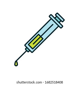 Línea de inyección y estilo de relleno diseño de iconos, equipo de biología de la tecnología de investigación de la ciencia de la química de laboratorio y tema de prueba Ilustración vectorial