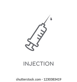 Injection linear icon. Modern outline Injection logo concept on white background from Health and Medical collection. Suitable for use on web apps, mobile apps and print media.