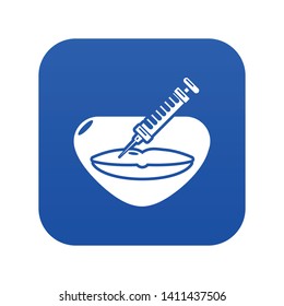 Injection lips icon blue vector isolated on white background