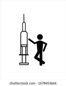 Injektion mit dem Mann flachen Linie Symbol, Vektorsymbol für bestes Illustrationsdesign.