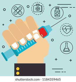 injection with medical healthcare icons