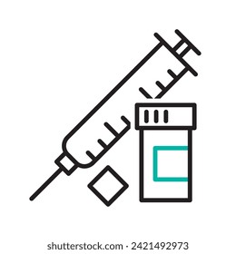 injection medicine icon. High quality design element. Editable linear style stroke. Vector icon