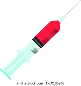 Injektion mit Medizin, Illustration, Vektorgrafik auf weißem Hintergrund.