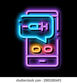 Injection Mobile App neon light sign vector. Glowing bright icon Injection Mobile App sign. transparent symbol illustration