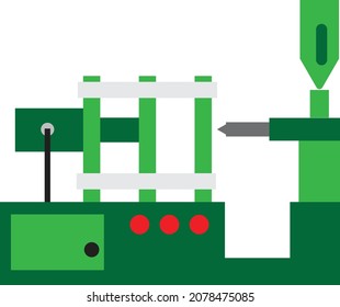 Spritzgießmaschine Grün farbig ohne Linie