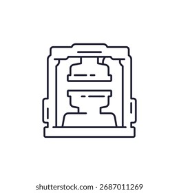 Icono de la máquina de moldeo por inyección, diseño de línea de prensa industrial