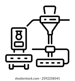 Injection molding machine icon in line style