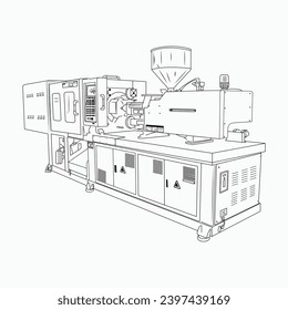 Injection Molding Machine Line Art Vector Design 