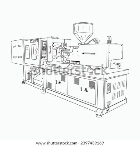 Injection Molding Machine Line Art Vector Design 
