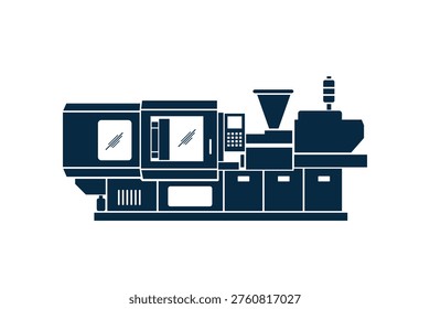 Injection molding machine processing plastic in an industrial manufacturing setting
